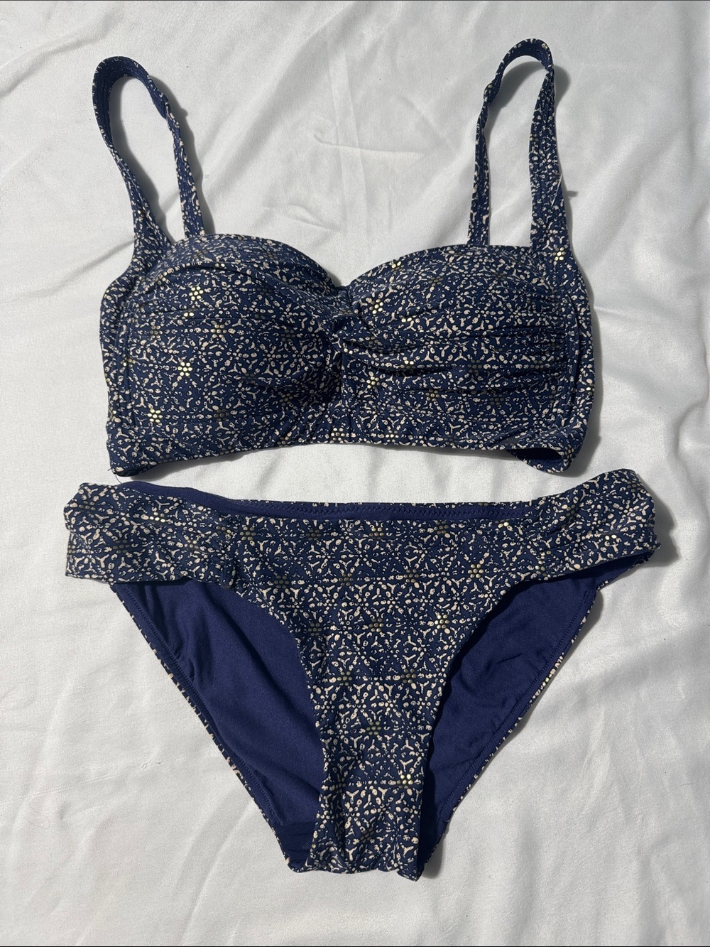 Bond-Eye Australia Navy & Gold Floral Multi-Fit Bikini Set | US 6
